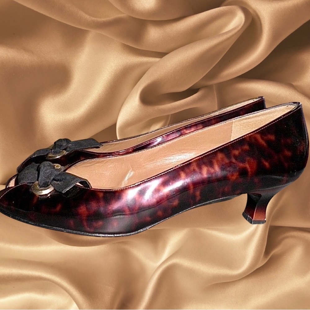 Stuart Weitzman Patent Tortoise Shell Peep Toes - image 2